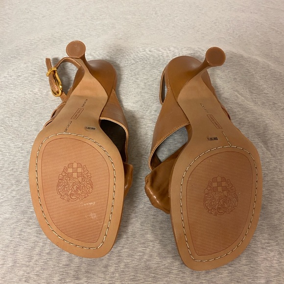 Vince Camuto Leather Heel Sandals with Gold Accents - Size 8 - Picture 9 of 11